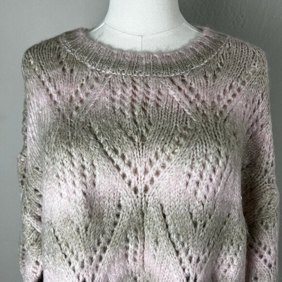 SANCTUARY Pointelle Sweater Pullover Open Knit Pink Moonlight NWT‎ Size Large - Picture 2 of 11